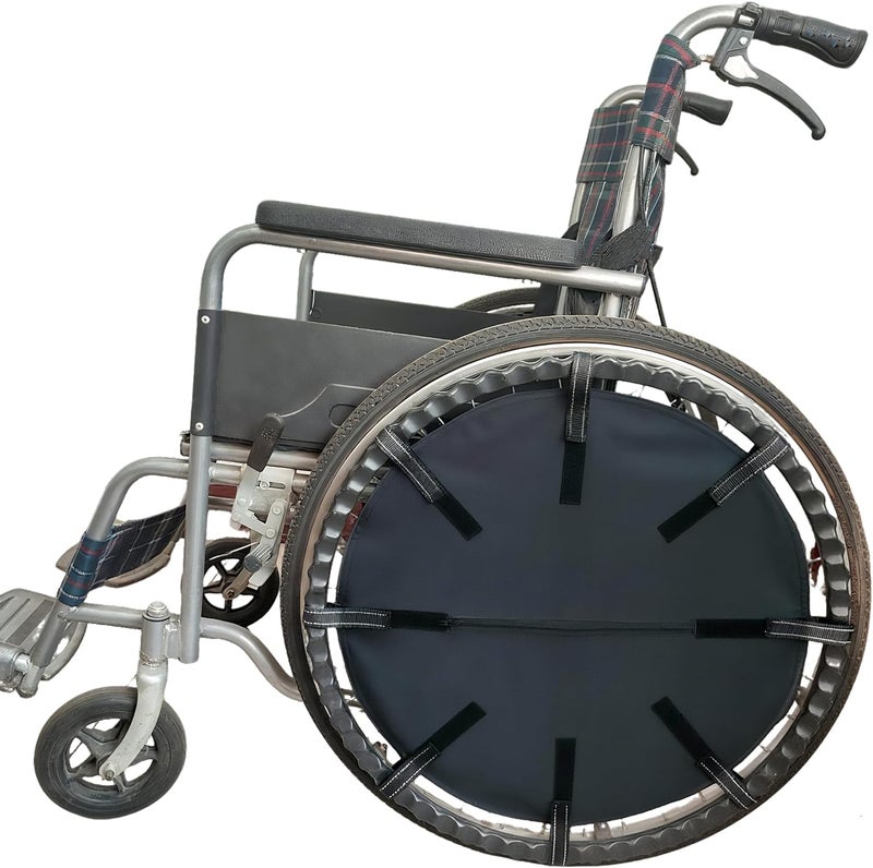 rainbowstar Wheelchair Spoke Guard with Storage Pocket Pouch for Wheelchair Wheels 24'' to Protect Fingers Black - Image 1